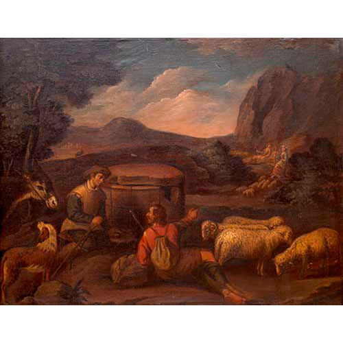 Sub.:35 - Lote: 241 - C�RCULO DE PEDRO ORRENTE (Murcia, 1580-Valencia, 1645) Los reba�os de Laban