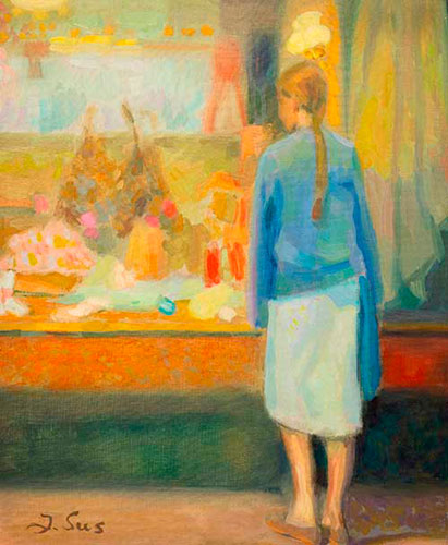 Sub.:35 - Lote: 291 - JES�S SUS MONTA��S (Zaragoza, 1945) Joven mirando el escaparate