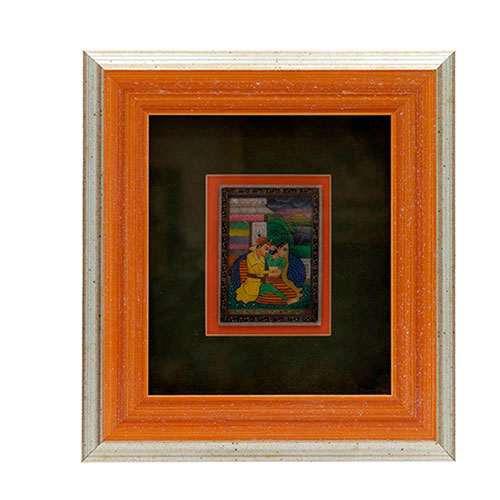 Sub.:35 - Lote: 251 -  Miiniatura india gouasche sobre alabastro enmarcada.