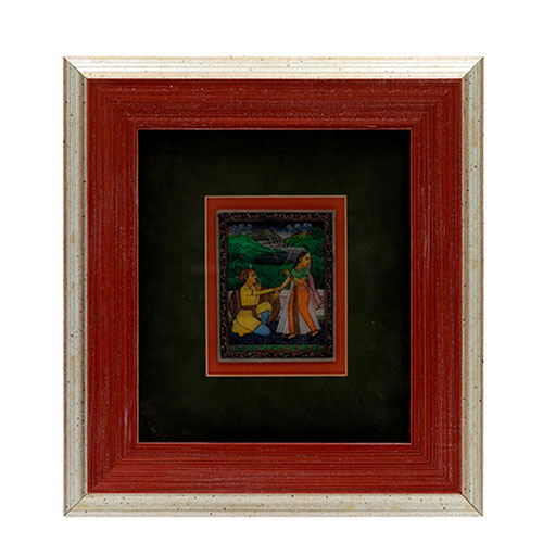 Sub.:35 - Lote: 216 -  Miniatura india gouasche sobre alabastro enmarcada.