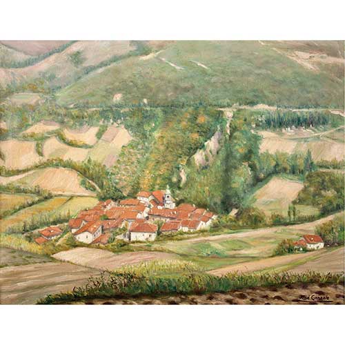 Sub.:36 - Lote: 57 - ESCUELA ESPAOLA, S.XX Vista de pueblo