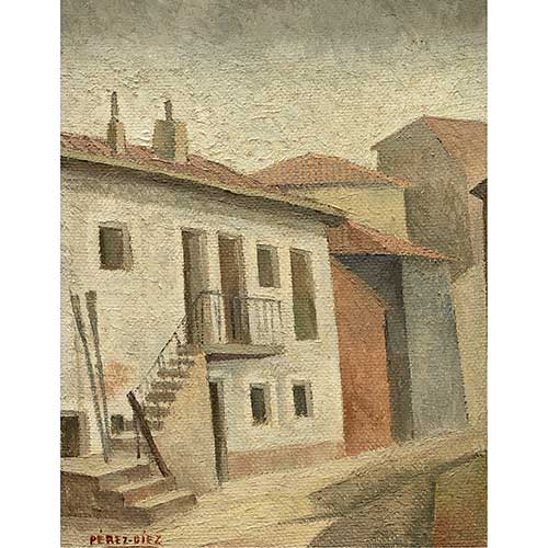 Sub.:36 - Lote: 37 - JOSE LUIS PREZ DIEZ (Bilbao 1931-1992) Calle de pueblo