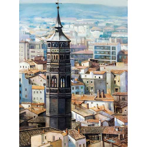 Sub.:36 - Lote: 56 - LUIS CALVO DEZ (Zaragoza, 1935-2021) Torre mudjar de la iglesia de San Pablo de Zaragoza