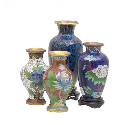 Sub.:36 - Lote: 171 -  Lote de cuatro carrones en cloisonn�