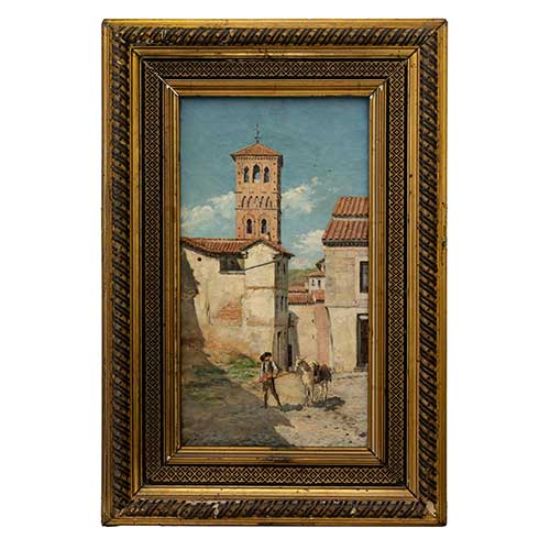 Sub.:36 - Lote: 99 - AGUSTN SALINAS Y TERUEL (Zaragoza, 1861-Roma, 1915) Pareja de vistas de Toledo con personajes