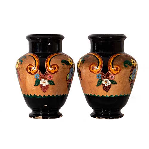 Sub.:36 - Lote: 313 -  Pareja de jarrones en cer�mica esmaltada