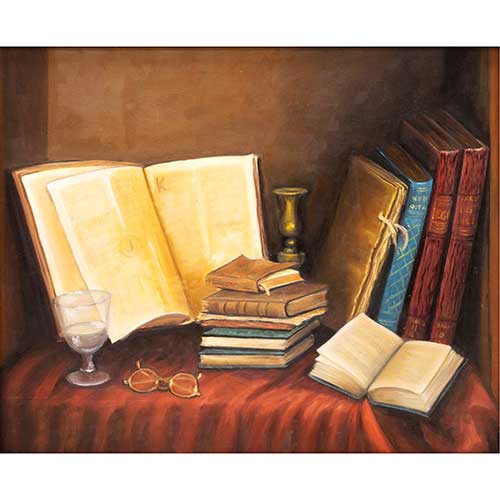 Sub.:36 - Lote: 63 - MARIA PILAR TENA Bodegn de libros