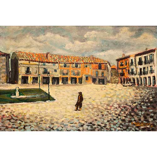 Sub.:36 - Lote: 59 - ESCUELA ESPAOLA, S. XX La plaza del pueblo