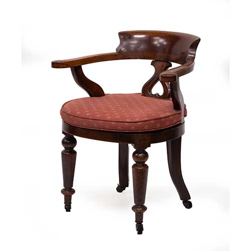 Sub.:36 - Lote: 263 -  Sill�n de despacho en caoba y asiento de rejilla siglo XIX