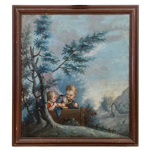 Sub.:36 - Lote: 122 - ESCUELA FRANCESA S. XVIII Escena buc�lica con ni�os