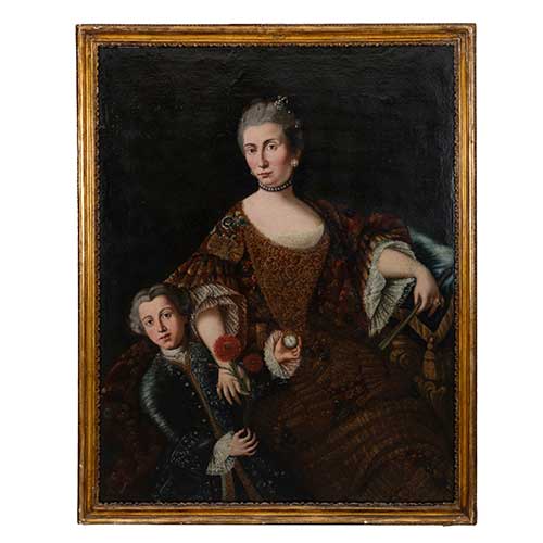 Sub.:36 - Lote: 125 - ESCUELA ITALIANA S. XVIII Retrato de Dama con ni�o