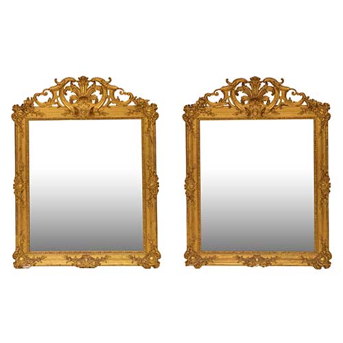Sub.:36 - Lote: 341 -  Pareja de espejos isabelinos en estuco dorado S. XIX