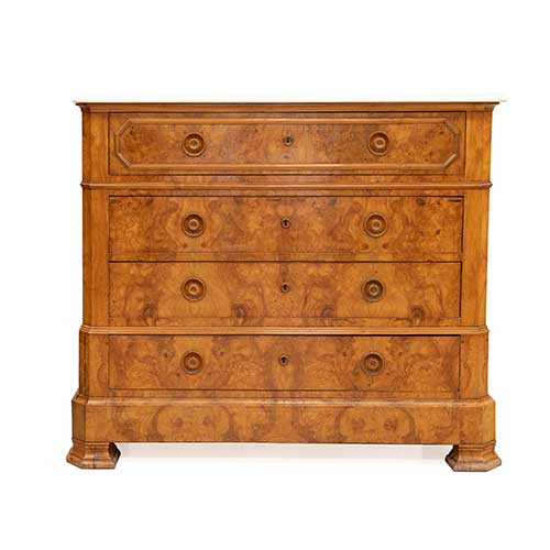 Sub.:36 - Lote: 345 -  C�moda escritorio en madera de ra�z con tapa de m�rmol