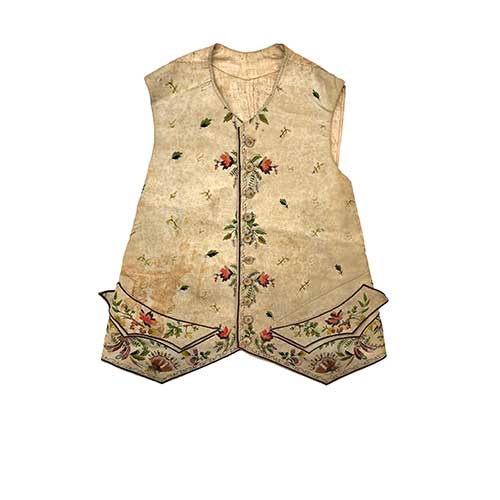 Sub.:36 - Lote: 321 -  Dos chalecos bordados en seda S. XVIII