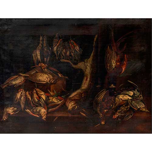 Sub.:36 - Lote: 104 - ESCUELA SEVILLANA S. XIX Naturaleza muerta