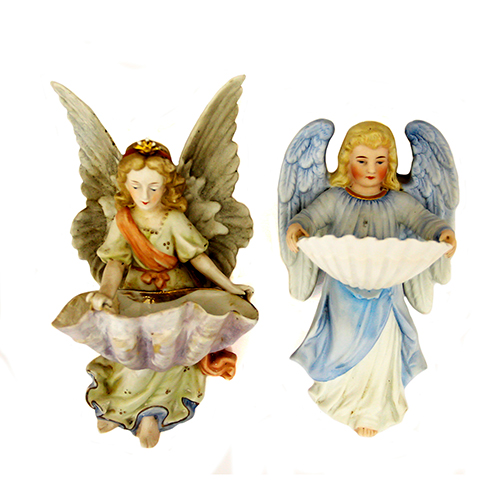 Sub.:37 - Lote: 165 -  Pareja de aguabenditeras en biscuit