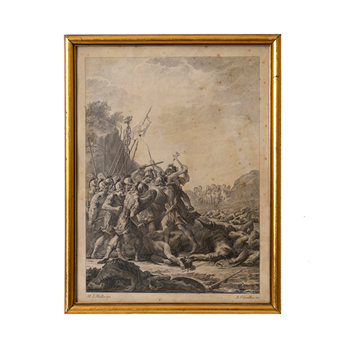 Sub.:37 - Lote: 99 - MANUEL SALVADOR CARMONA (Nava del Rey, Valladolid, 1734-Madrid,1820) Batalla entre los ejrcitos romanos