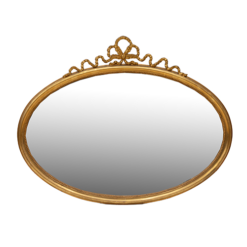 Sub.:37 - Lote: 337 -  Espejo dorado oval biselado hacia 1900.