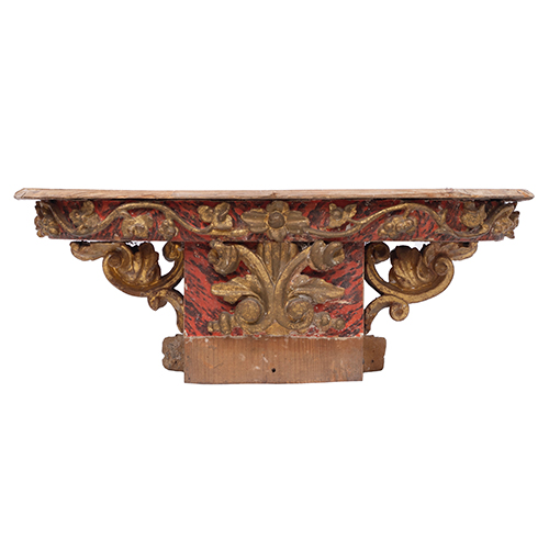 Sub.:37 - Lote: 343 -  M�nsula en madera tallada dorada y marmoleada