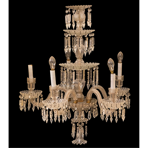 Sub.:37 - Lote: 1312 -  L�mpara de techo de cinco brazos en cristal incoloro.