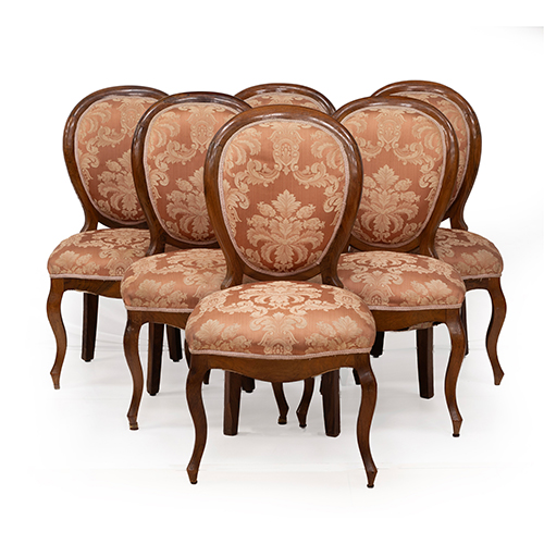 Sub.:37 - Lote: 314 -  Seis sillas isabelinas en madera nogal S. XIX