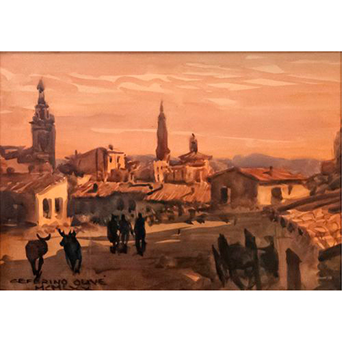 Sub.:37 - Lote: 15 - CEFERINO OLIV (Reus, Tarragona, 1907-1995) Vista retrospectiva de Vitoria