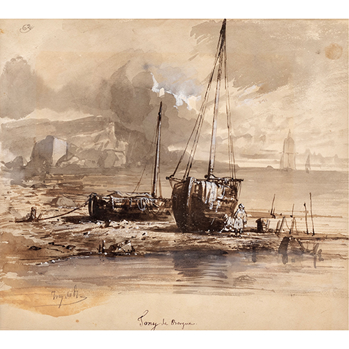 Sub.:37 - Lote: 16 - TONY DE BERGUE ( Paris 1820 - 1893 ) Barcos