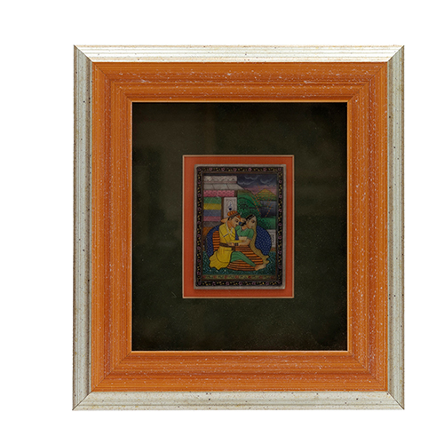 Sub.:37 - Lote: 105 -  Miiniatura india gouasche sobre alabastro enmarcada.