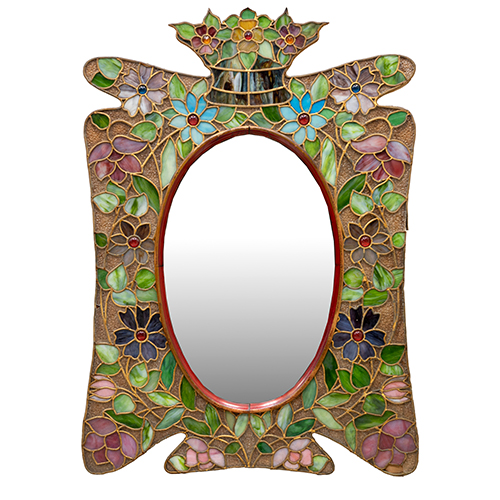 Sub.:37 - Lote: 203 -  Espejo modernista en p�te de verre y emplomado hacia 1900.