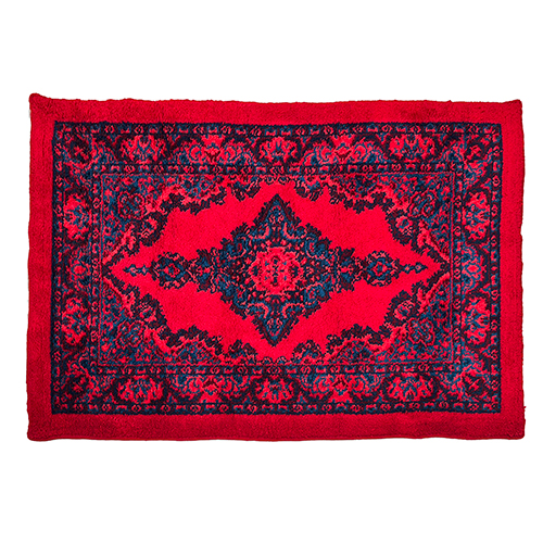 Sub.:37 - Lote: 1305 -  Alfombra en lana de nudo espa�ol campo rojo y motivos orientales.