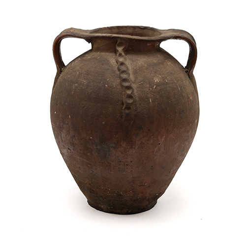 Sub.:37 - Lote: 211 -  Orza vasca en cer�mica con dos asas y cordoncillo frontal