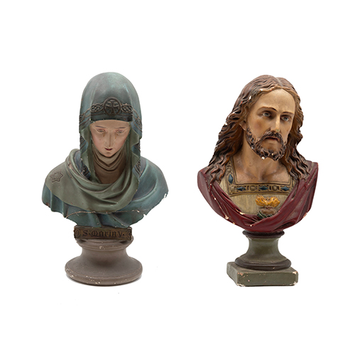 Sub.:37 - Lote: 288 -  Busto Sagrado Coraz�n y Virgen.