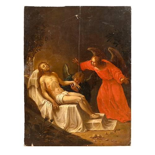 Sub.:37 - Lote: 150 - ESCUELA FLAMENCA S. XVII �ngeles llorando la muerte de Cristo