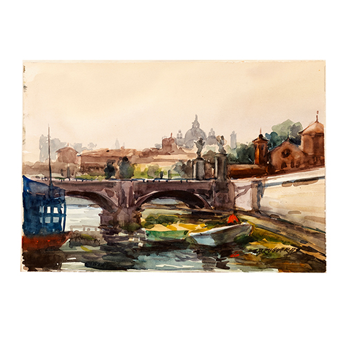 Sub.:37 - Lote: 28A - FELIPE BRUGUERAS PALLACH (1915-2003) El Ebro a su paso por Zaragoza