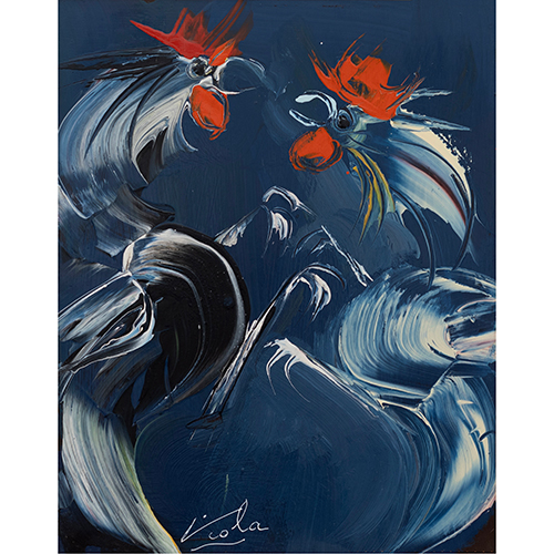 Sub.:37 - Lote: 113 - MANUEL VIOLA (Zaragoza, 1916-San Lorenzo del Escorial, 1987) Pelea de gallos