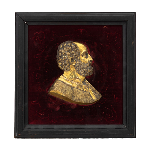 Sub.:37 - Lote: 1288 -  Relieve busto en bronce dorado enmarcado S. XVII-XVIII