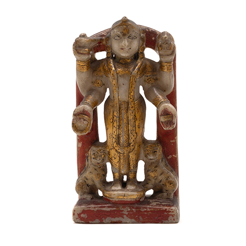 Sub.:37 - Lote: 195 -  Alabastro Hind� policromado diosa Shiva