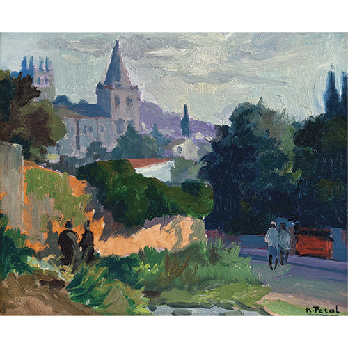 Sub.:38 - Lote: 76 - NARCISO PERAL (Cartagena, 1912 - ?) Paisaje de Sarri�, Barcelona