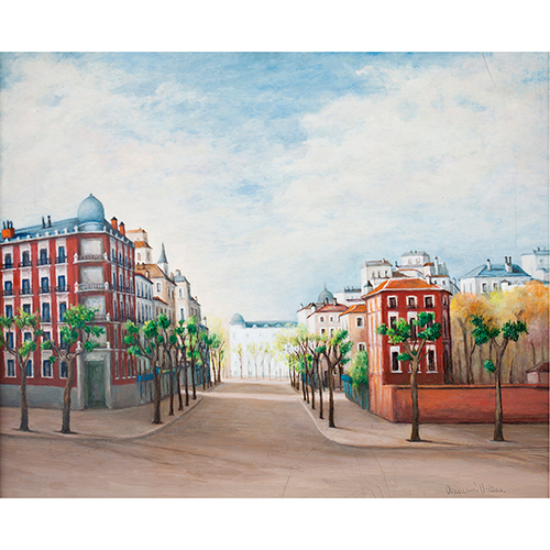 Sub.:38 - Lote: 101 - ASUNCI�N MOLINA (M�laga, 1930) Paisaje urbano con casa al fondo