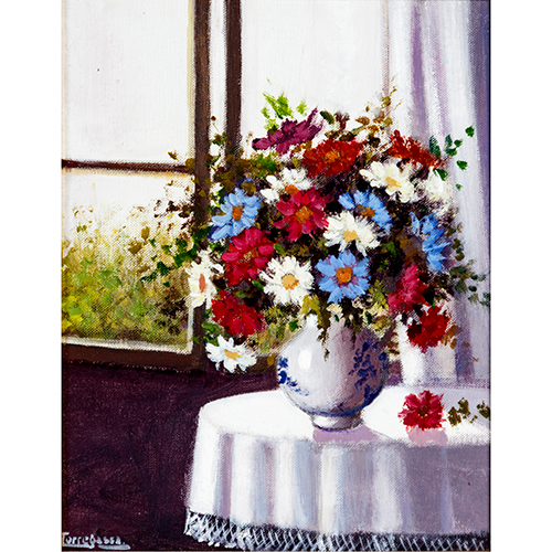 Sub.:38 - Lote: 18 - JAVIER TORREGASSA (BARCELONA, 1953) Jarrn con flores a contraluz