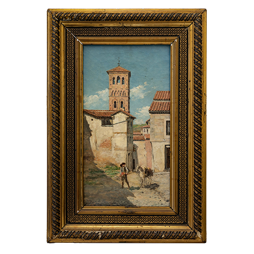 Sub.:38 - Lote: 137 - AGUST�N SALINAS Y TERUEL (Zaragoza, 1861-Roma, 1915) Pareja de vistas de Toledo con personajes