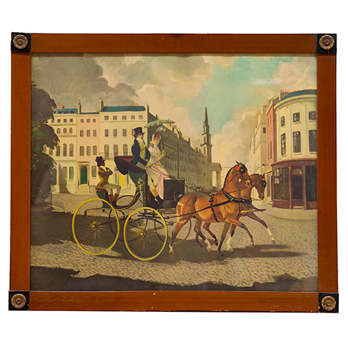 Sub.:38 - Lote: 158 - Doris Clare Zinkeisen (1898-1991) L�mina carruaje enmarcado