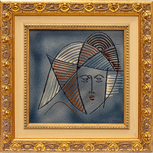 Sub.:38 - Lote: 1437 - JOAN ABRAS (La Bisbal del Empord�, Girona, 1949) Pareja de cer�micas enmarcadas Artista polifac�tico: escultor, dibujante, pintor, magn�fico ceramista y dise�ador de joyas