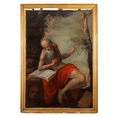 Sub.:38 - Lote: 1133 - ESCUELA ITALIANA, S.XVII San Jerónimo penitente