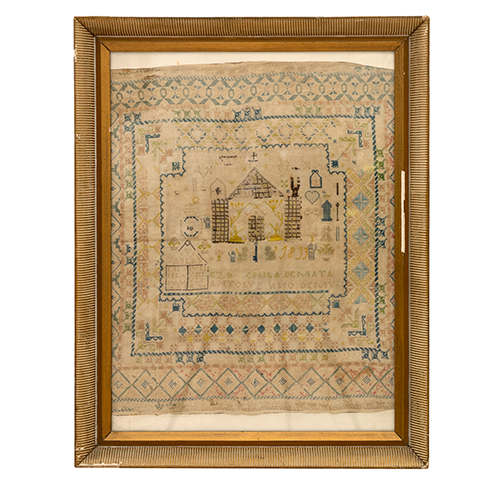 Sub.:38 - Lote: 237 -  Trabajo de monja cruceta fechado en 1833