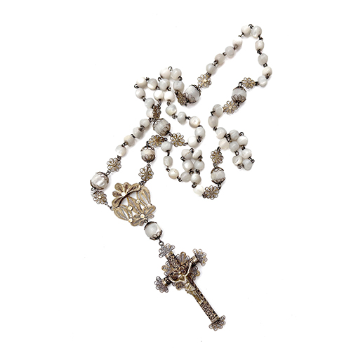 Sub.:38 - Lote: 1528 -  Rosario realizado en plata y n�car