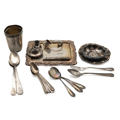 Sub.:38 - Lote: 1488 -  Lote de objetos de plata peso 783 gr.