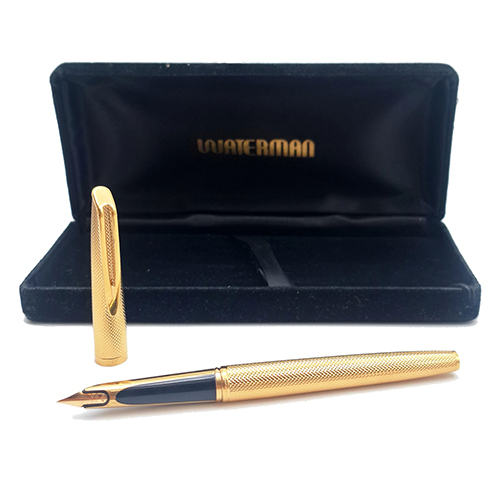 Sub.:38 - Lote: 1431 -  Pluma Waterman C F grano D�ORGE GUILLOCH� CHAPADA EN ORO CON ESTUCHE