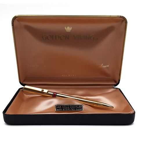 Sub.:38 - Lote: 1459 -  Bol�grafo Golden Viking Ba�o En Oro 14 K con estuche original
