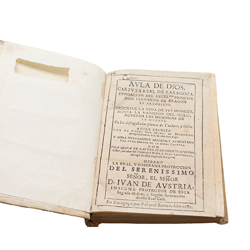 Sub.:38 - Lote: 2019 -  DICASTILLO, Miguel de.- Aula de Dios, Cartuxa Real de Zaragoza, fundaci�n